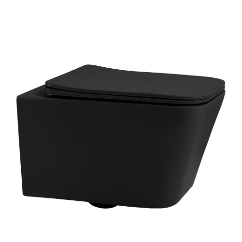 Комплект ABBER: унитаз Rechteck AC1201MB черный матовый, инсталляция AC0105, клавиша AC0120MB черный матовый