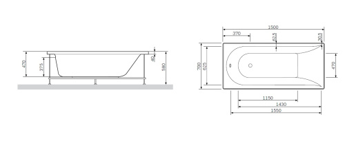 Каркас для ванны AM.MP Spirit W72A-150-070W-R2