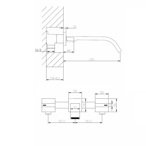 Смеситель для раковины ABBER Wasserfall AF8612NG скрытого монтажа, никель