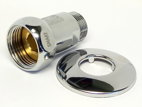 Подключение полотенцесушителя 1"Вx1"Н прямое, хром TeRma