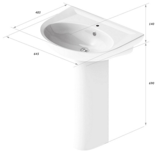 Раковина Sanita Luxe Classic 645x485 белый