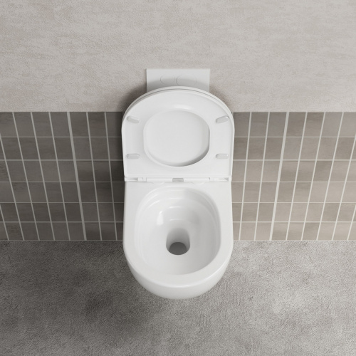 Подвесной унитаз ABBER Bequem AC1131TC белый, безободковый, смыв торнадо, с закрытым дном