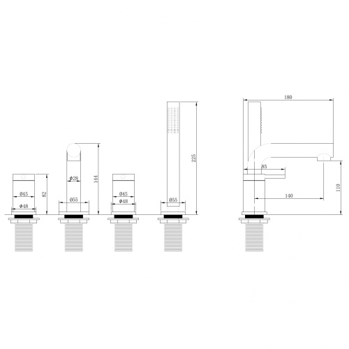 Смеситель для ванны ABBER Emotion AF8813G на борт ванны, золото матовое