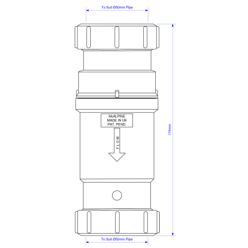 Сливной клапан McAlpine MACVALVE с сухим сифоном 50х50, обжим/обжим, MRNRV50С