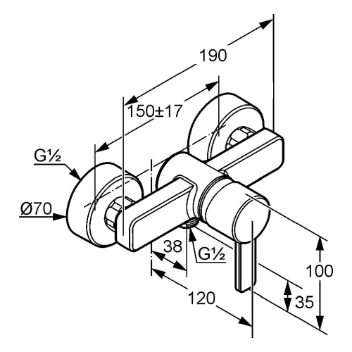 Смеситель для душа Kludi Zenta 388700575 Хром