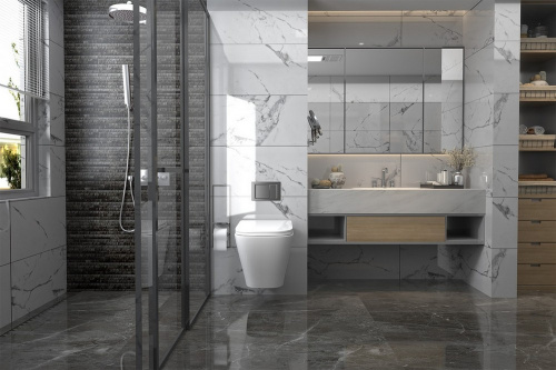 Комплект ABBER: подвесной унитаз Rechteck AC1201 белый, инсталляция AC0105, клавиша AC0120RG золото розовое