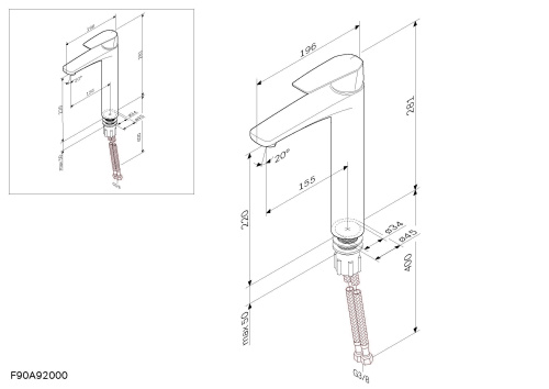 Смеситель для раковины AM.PM Gem F90A92000 высокий, хром