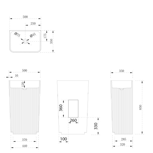 Раковина отдельностоящая ABBER Stein AS2505-H белая матовая