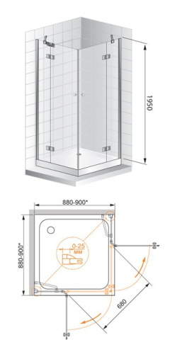 Душевой уголок 120x120 Cezares VERONA-W-A-2-120-P-Cr