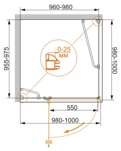 Душевой уголок 90x90 Cezares VERONA-W-A-1-90-C-Cr