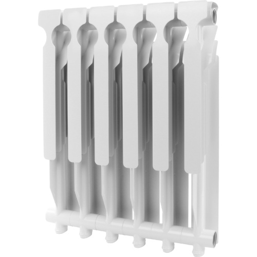 Алюминиевый радиатор Rommer Plus 500 - 6 секций, боковое, белый RAL 9016