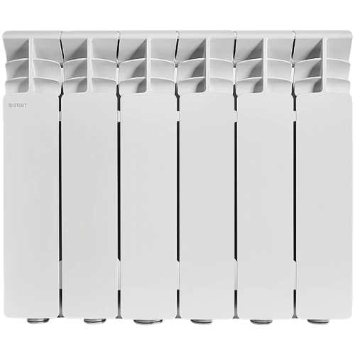 Алюминиевый радиатор STOUT GAMMA 350 - 6 секций, боковое, белый RAL 9010