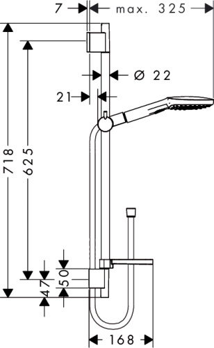 Душевой набор Hansgrohe Raindance Select E 120 3jet штанг 65см, с мыльницей, хром/белый 26620400