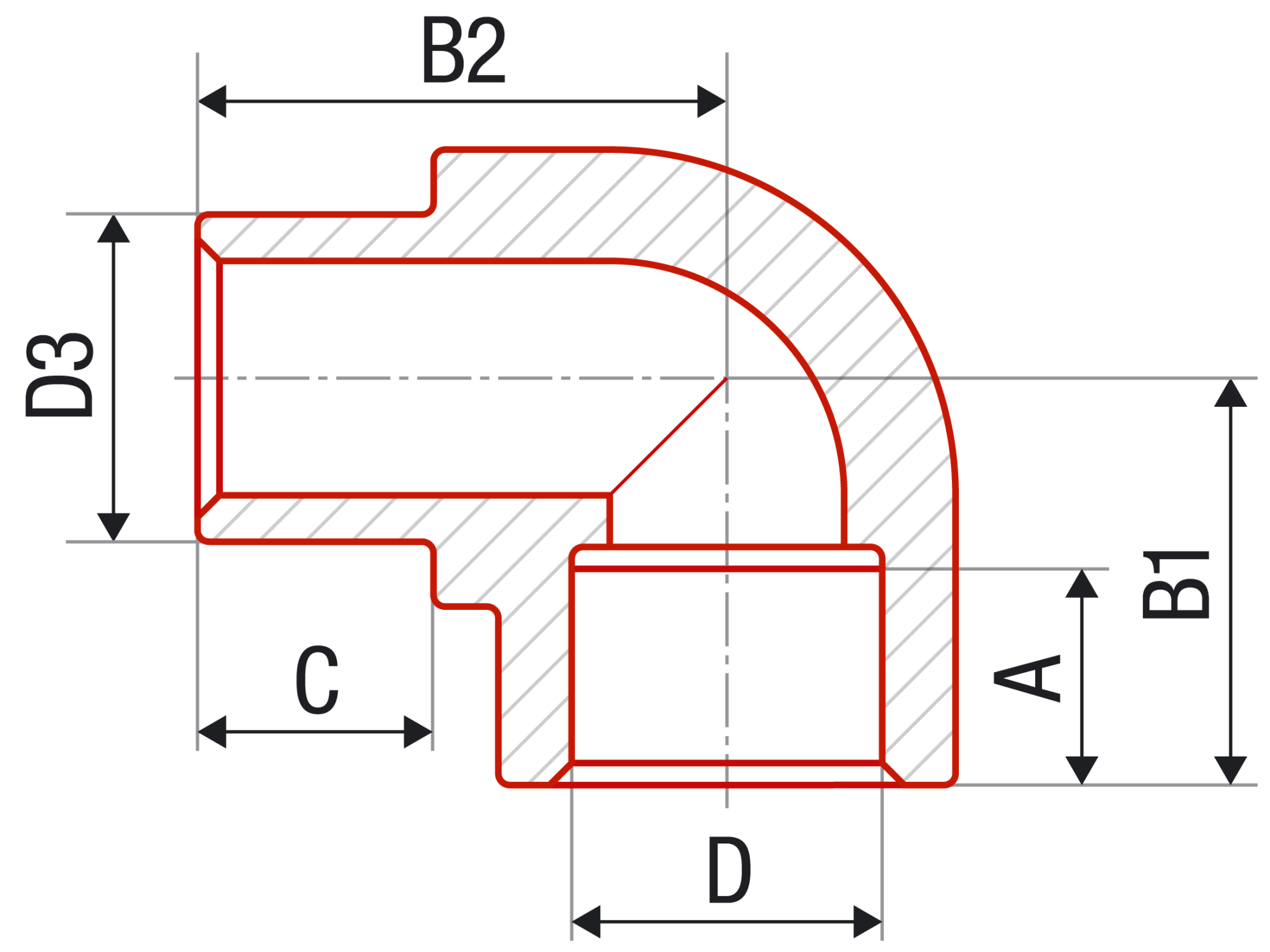Угольник 90° ВН FV-plast 125х125 полипропилен AA204025000