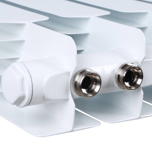 Биметаллический радиатор STOUT Space 500 - 4 секции, нижнее справа, белый RAL 9016