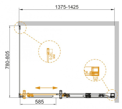 Душевой уголок 120x100 Cezares DUET SOFT-AH-1-120/100-C-Cr