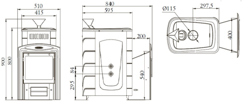 Банная печь Гейзер 2014 Inox Витра ЗК шоколад Термофор