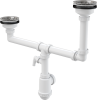 Сифон Alcaplast для сдвоенной мойки с нержавеющими решетками Ø115 и подводкой A454P