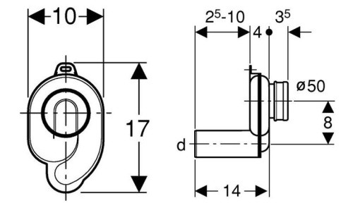 Сифон для писсуара Jika Golem 920030000001 горизонтальный выпуск