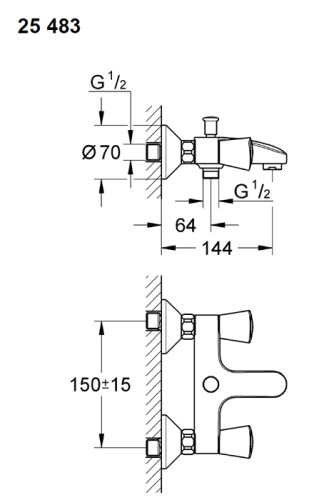 Смеситель для ванны Grohe Costa S 25483001 Хром
