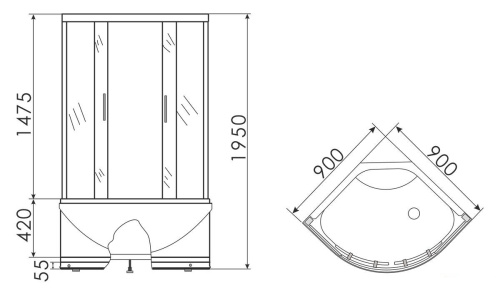 Душевой уголок 90x90 Erlit Comfort ER0509T-C3 высокий поддон