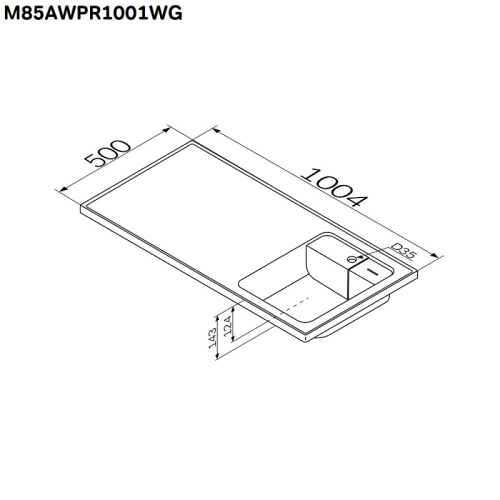 Раковина над стиральной машиной 100 Am.Pm X-Joy M85AWPR1001WG правая, белый, литой мрамор