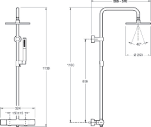 Душевая система Jacob Delafon Toobi E8993-CP с термостатом, хром
