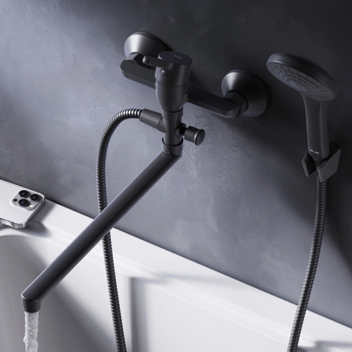 Смеситель для ванны AM.PM X-Joy S F85B90122 душевой набор, излив 325 мм, черный