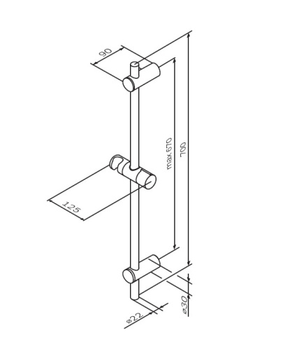 Штанга душевая 700 мм Am.Pm Gem F0390000 хром