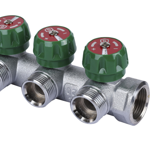 Коллектор 4 выхода STOUT 3/4"x3/4" евроконус с вентилями SMB-6850-343404