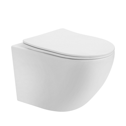 Комплект ABBER: подвесной унитаз Bequem AC1100T белый, инсталляция AC0105, клавиша AC0120MB черный матовый