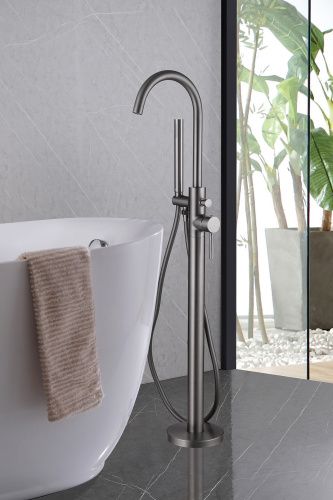 Смеситель для ванны ABBER Wasser Kreis AF8115NG напольный, никель