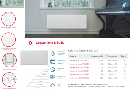 Конвектор электрический Nobo Oslo NTL4S 07