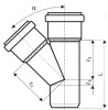 Тройник 75x50x45° косой, PP HTEA Ostendorf внутренняя канализация