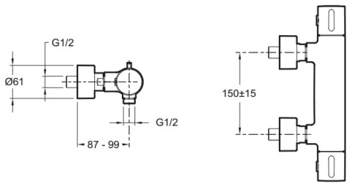 Смеситель для душа Jacob Delafon Cuff E37035-CP Хром, термостатический