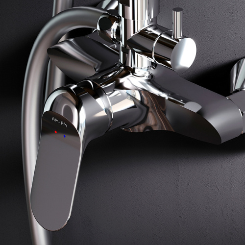 Душевая система Am.Pm Sunny F0785C800 хром: смеситель, стойка с верхним душем, ручной душ