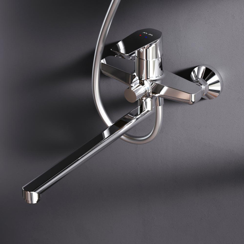 Душевая система Am.Pm Gem F40890A94 хром: смеситель для ванны, излив 320мм, переключатель, стойка с верхним душем, ручной душ