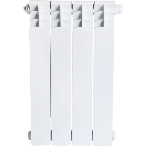 Биметаллический радиатор STOUT Space 500 - 4 секции, нижнее справа, белый RAL 9016