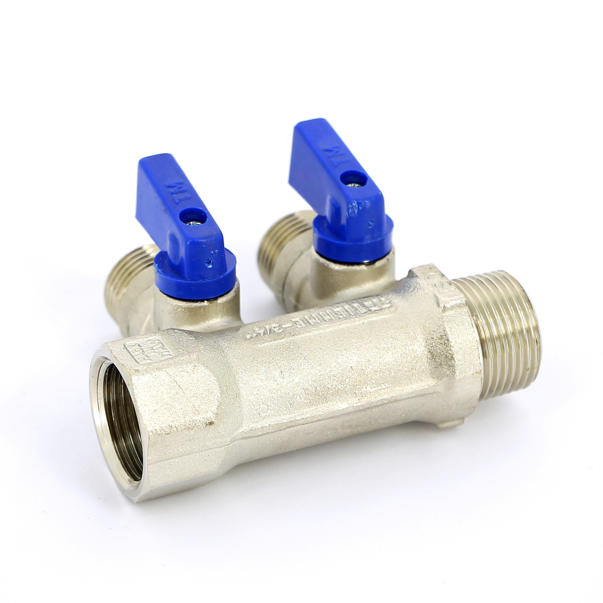 Коллектор 2 выхода Tiemme 3/4"x1/2"евроконус с кранами, никелированый 1820004