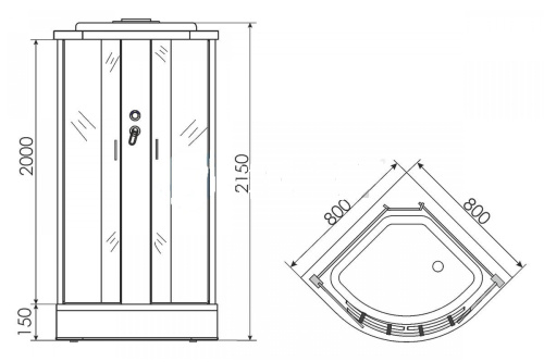 Душевая кабина 80x80 Erlit Comfort ER3508P-C4 низкий поддон