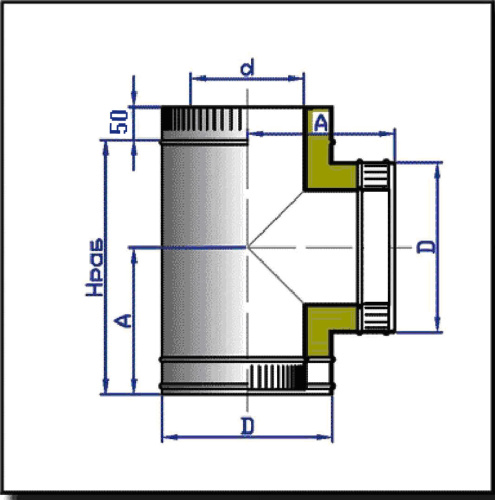 Тройник 90° D=120(1)/220 нерж.304