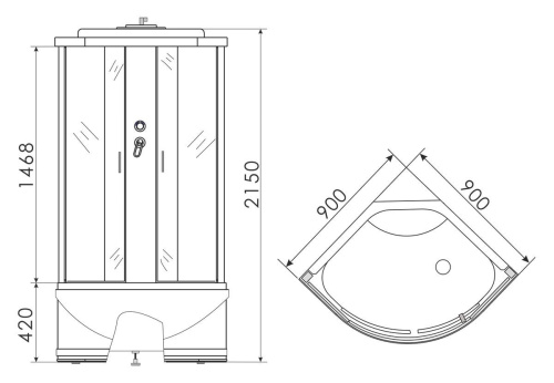 Душевая кабина 90x90 Erlit Comfort ER3509TP-C3 высокий поддон