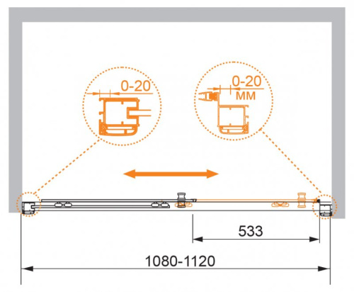 Душевая дверь в нишу Cezares ANIMA-W-BF-1-110-C-Cr