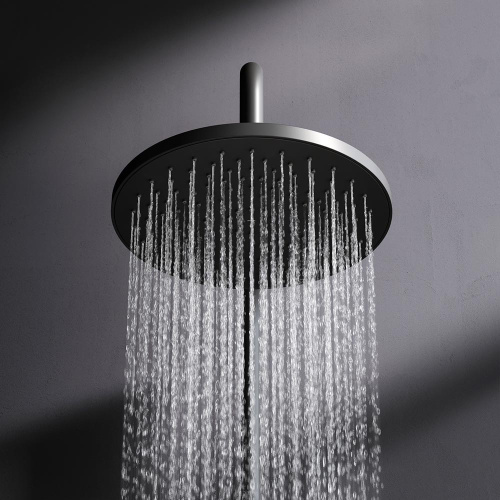 Душевая система Am.Pm X-Joy F0785A622 черный: смеситель полка, стойка с верхним душем, ручной душ