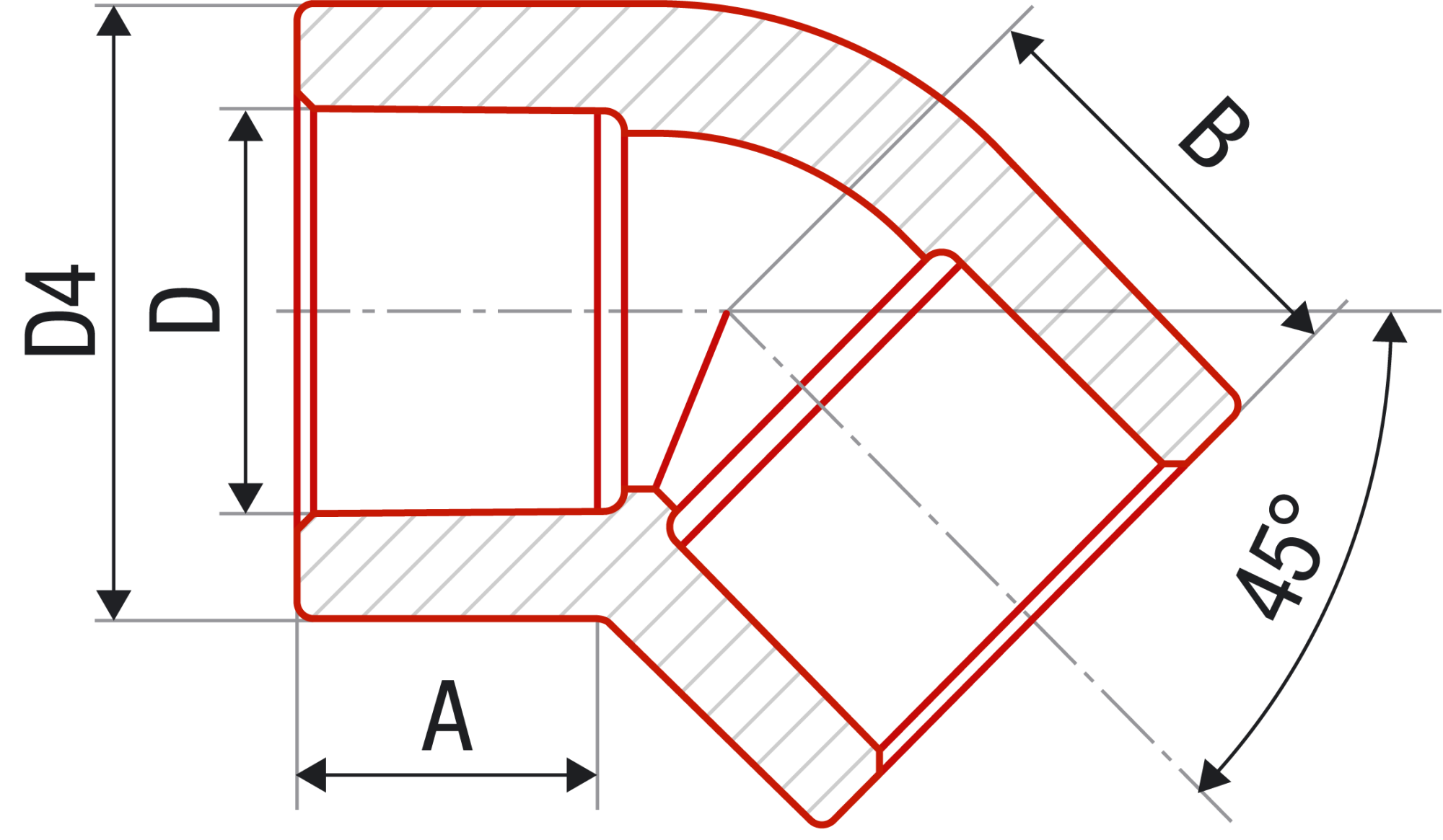 Угольник 45° FV-plast 63х63 полипропилен AA203063000