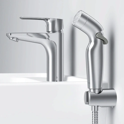 Смеситель для раковины AM.PM Gem F90A03000 с гиг.душем, излив 99 мм, хром