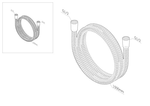 Душевой шланг 1500 мм Am.Pm F0415300 хром, нержавеющая сталь