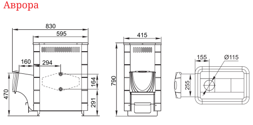 Банная печь Аврора Inox ДА Иллюминатор антрацит НВ Термофор