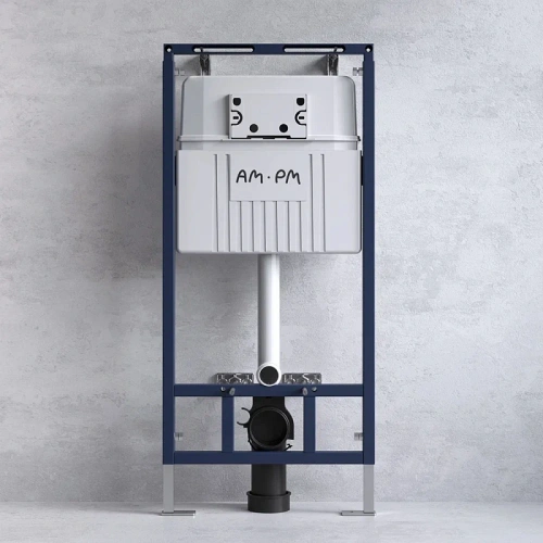 Унитаз с инсталляцией Am.Pm IS100151.741701 MasterFit клавиша L хром + Sense белый, безободковый, сиденье микролифт