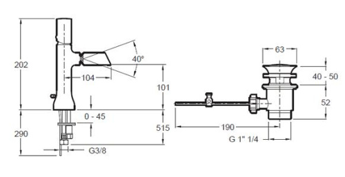 Смеситель для биде Jacob Delafon Toobi E8961-BN Никель, донный клапан